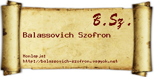 Balassovich Szofron névjegykártya